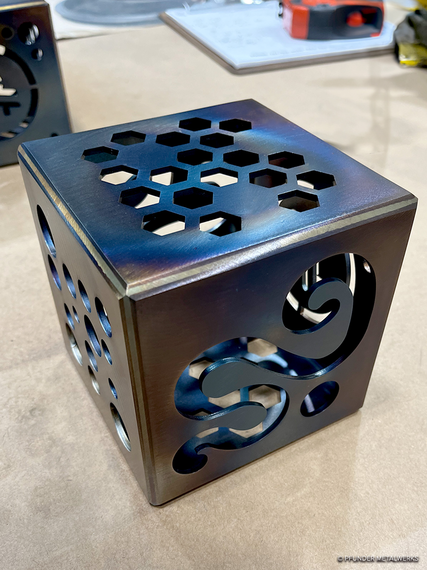 Steel cube art